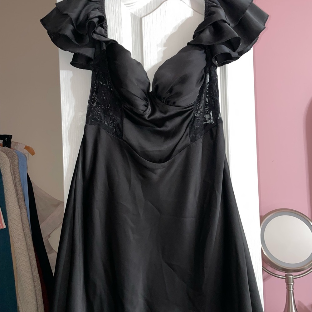 Hello Molly Black Ruffled Lace Dress